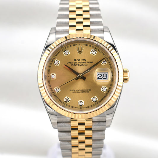 Rolex Datejust 36 Champagne Diamond Dial 126233 2021