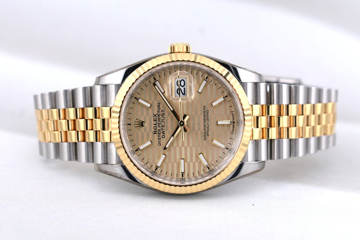 Rolex Datejust 36 Champagne Fluted Motif Dial 126233 2022