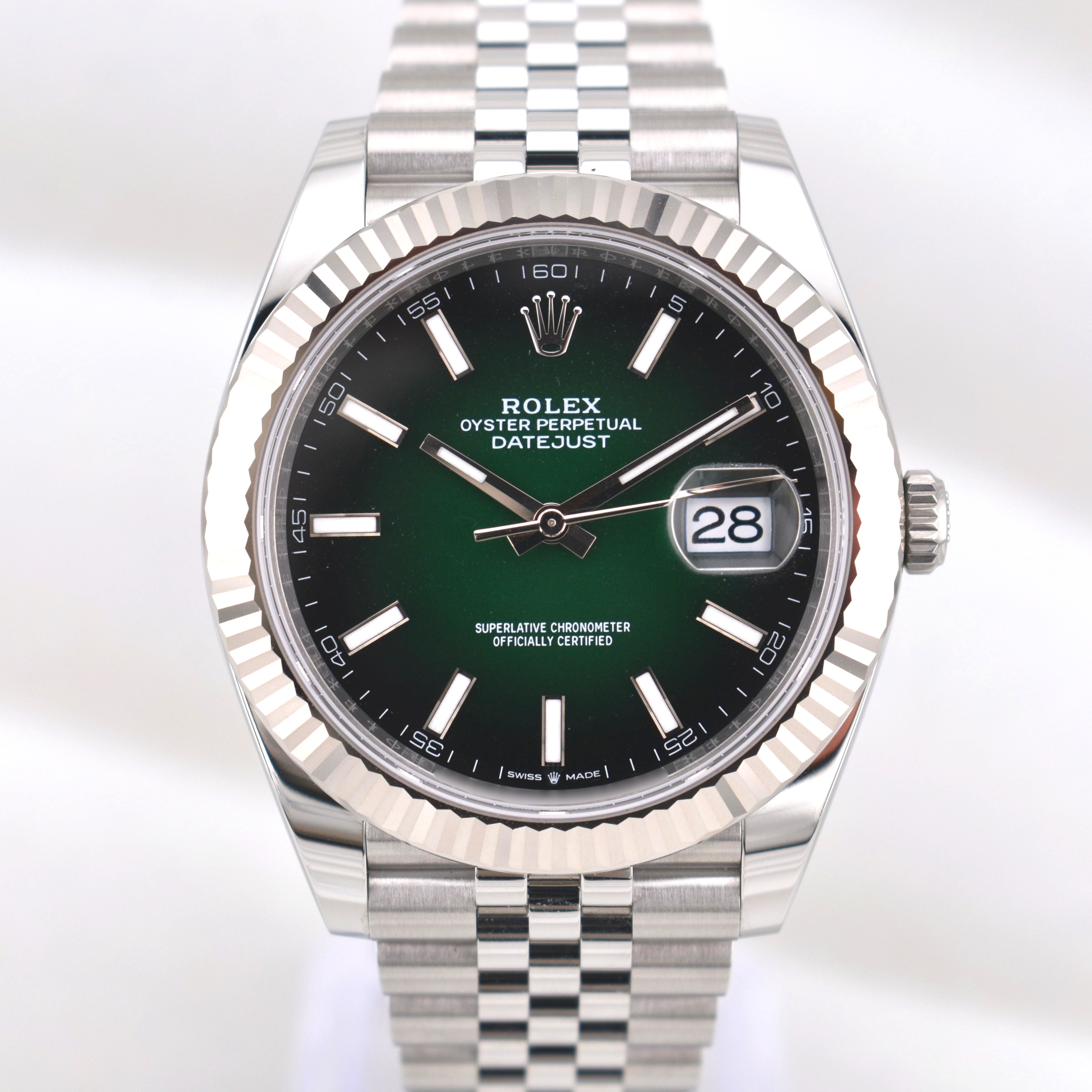 Rolex Datejust 41 Ombre Green Index Dial Jubilee Band 126334 2026