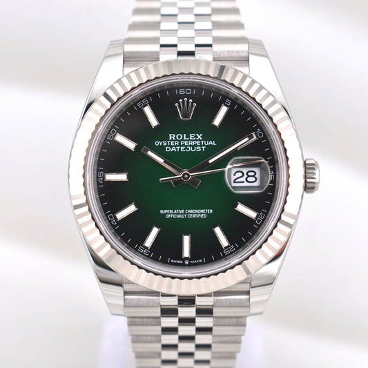 Rolex Datejust 41 Ombre Green Index Dial Jubilee Band 126334 2026