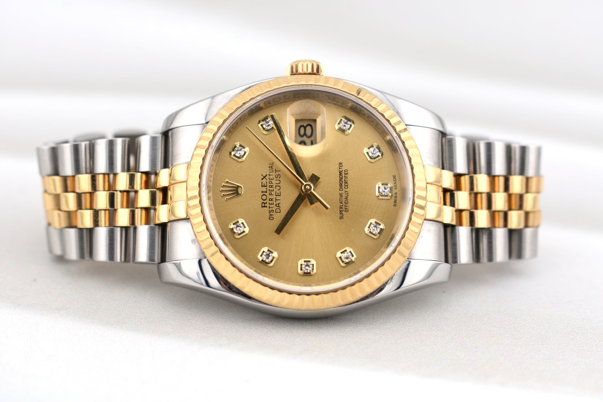 Rolex Datejust 36 Two Tone Champagne Diamond Dial Super Jubilee 116233 2013