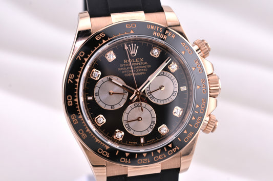 Rolex Cosmograph Daytona Everose Gold Oysterflex Black Diamond Dial 126515LN 2025