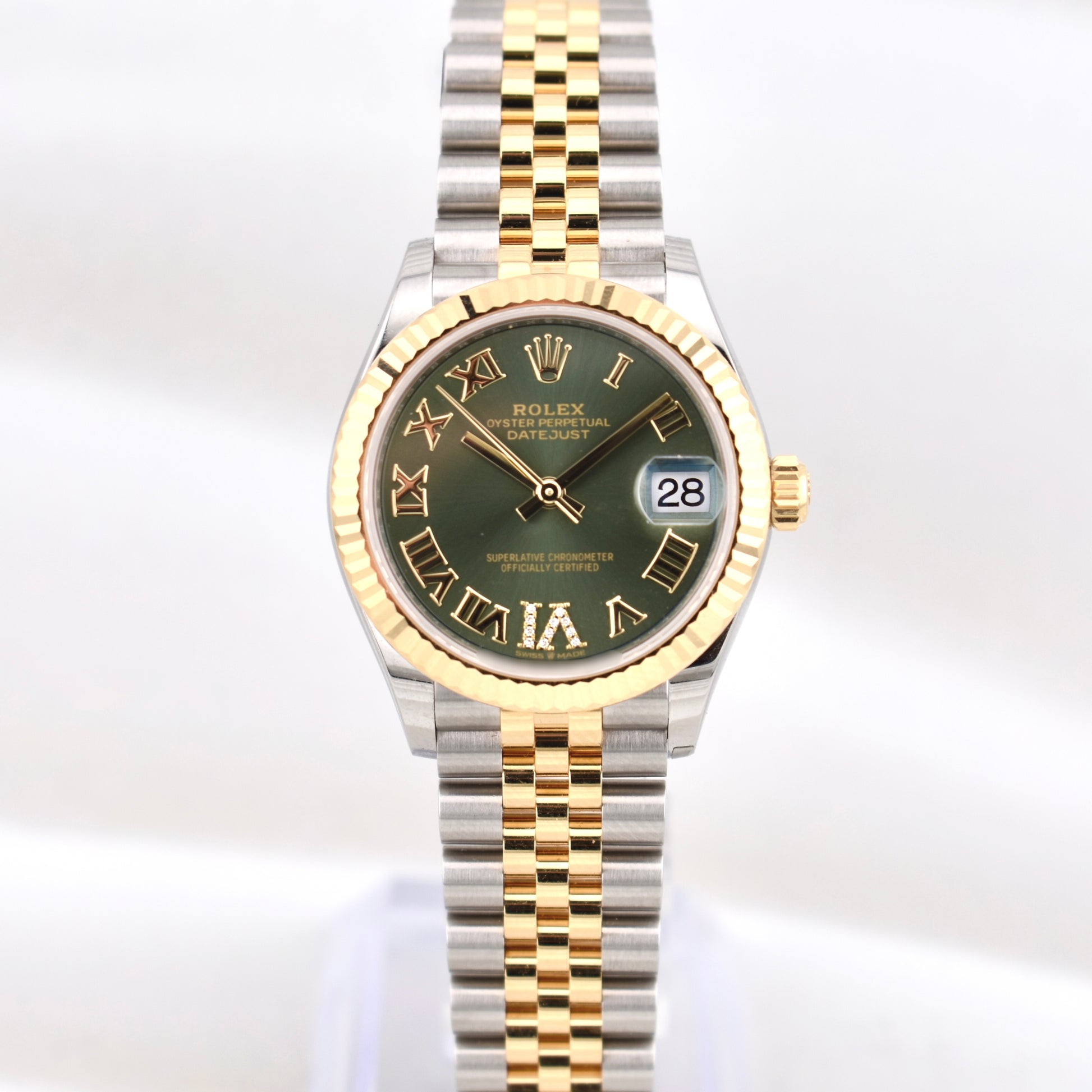 Rolex Datejust 31 Two Tone Olive Green Roman Diamond Dial 278273 2025